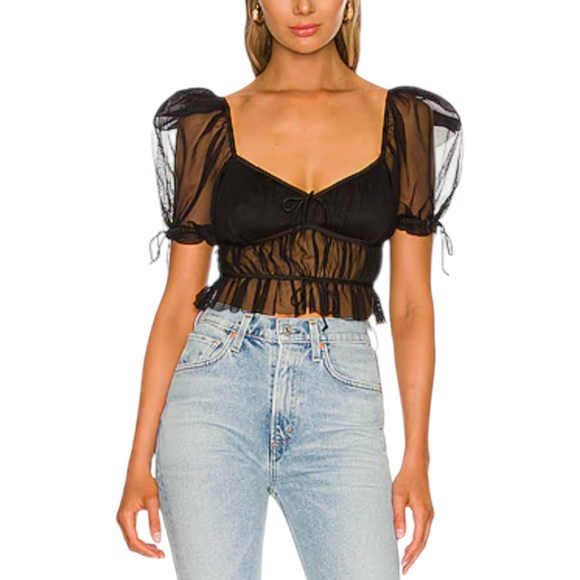 For Love And Lemons Tops - FOR LOVE & LEMONS | Sunshine Crop Top in Black ~ Size Small
